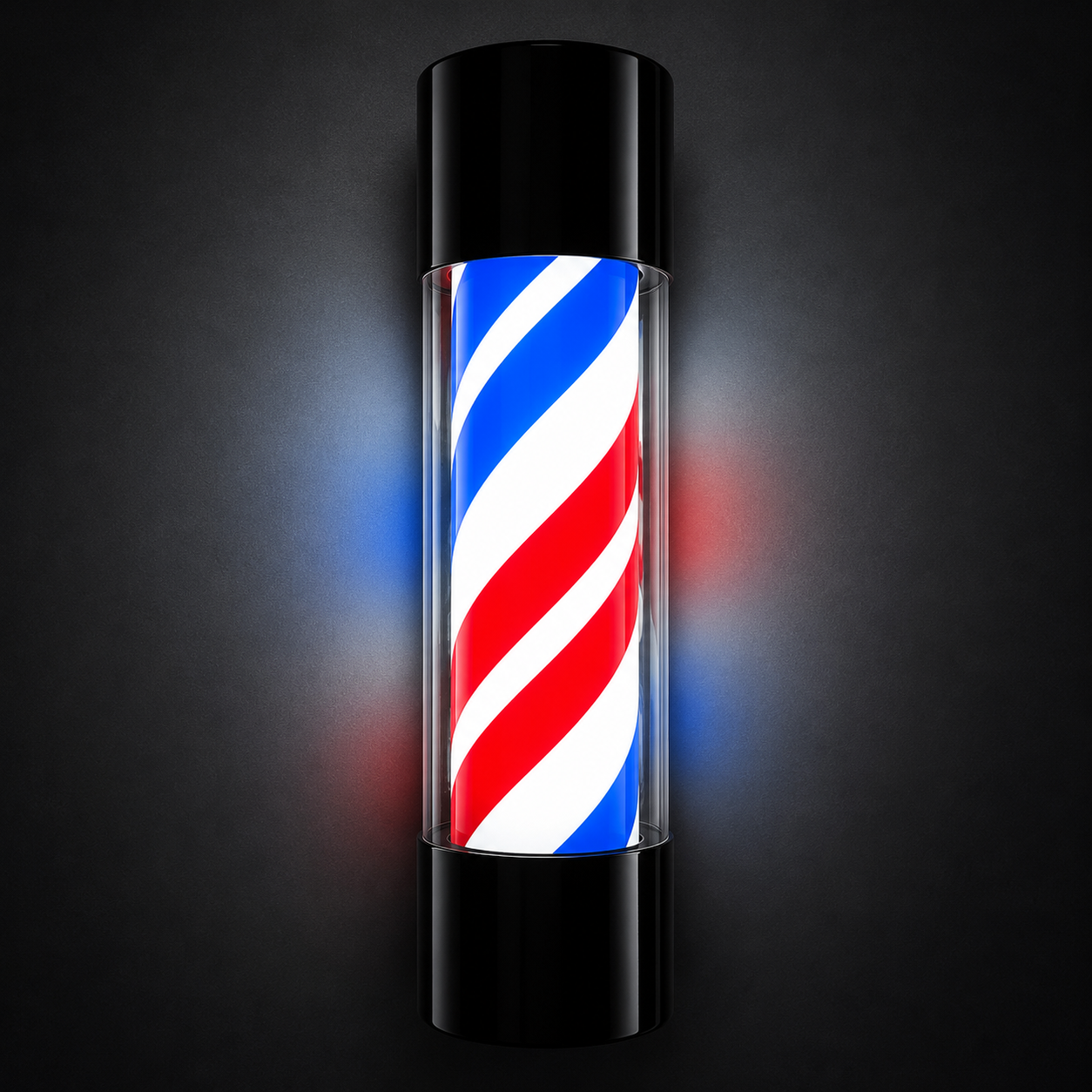 Barber Pole Black Frame - Blue - White - Red 60 cm (B-60)
