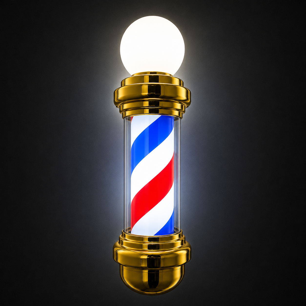 Barber Pole Gold Frame - Blue - White - Red 68 cm (HS-68GC)