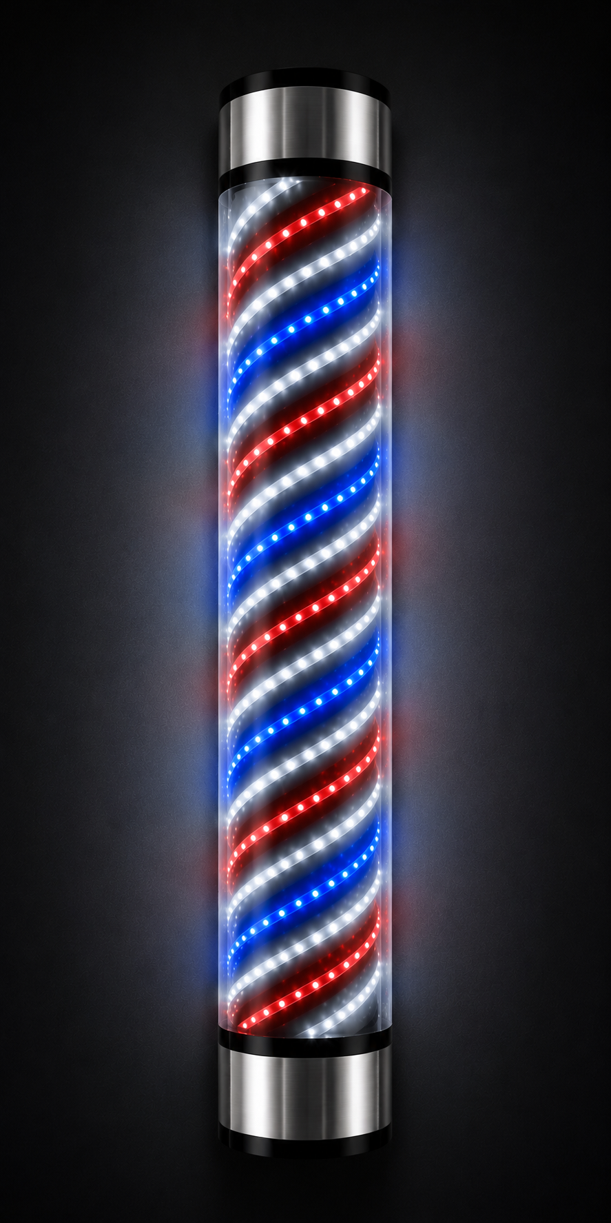 Barber Pole Black/Silver Frame - Blue - White - Red 120 cm (B-120)