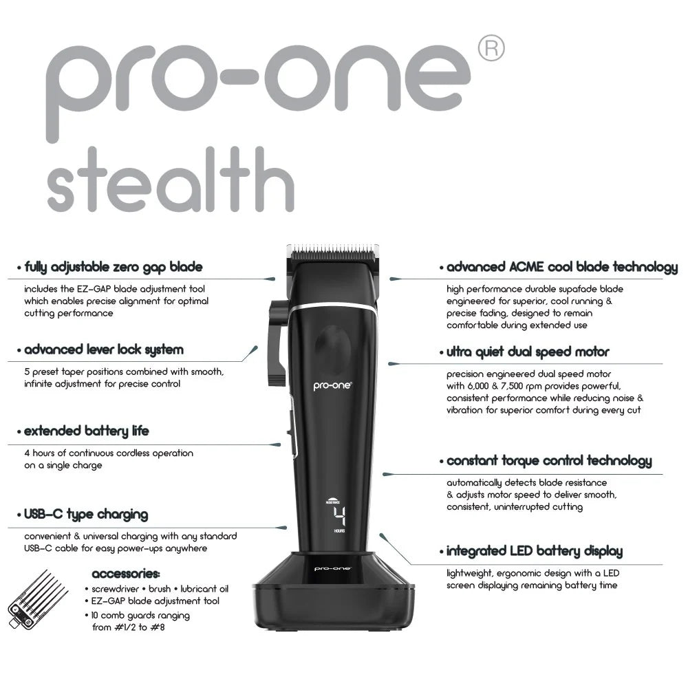 Pro-One Stealth Professional Cordless Clipper