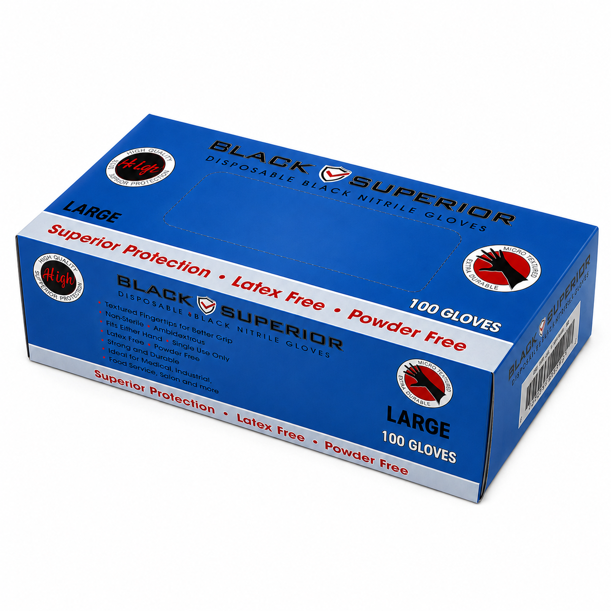 Black Superior Disposable Black Nitrile Gloves Large – 100 Pack