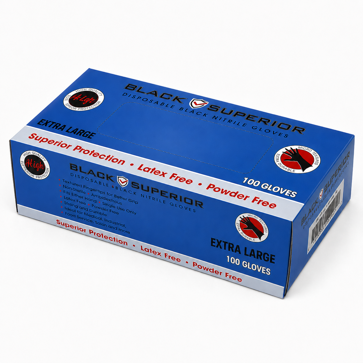 Black Superior Disposable Black Nitrile Gloves Extra Large – 100 Pack
