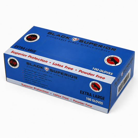 Black Superior Disposable Black Nitrile Gloves Extra Large – 100 Pack