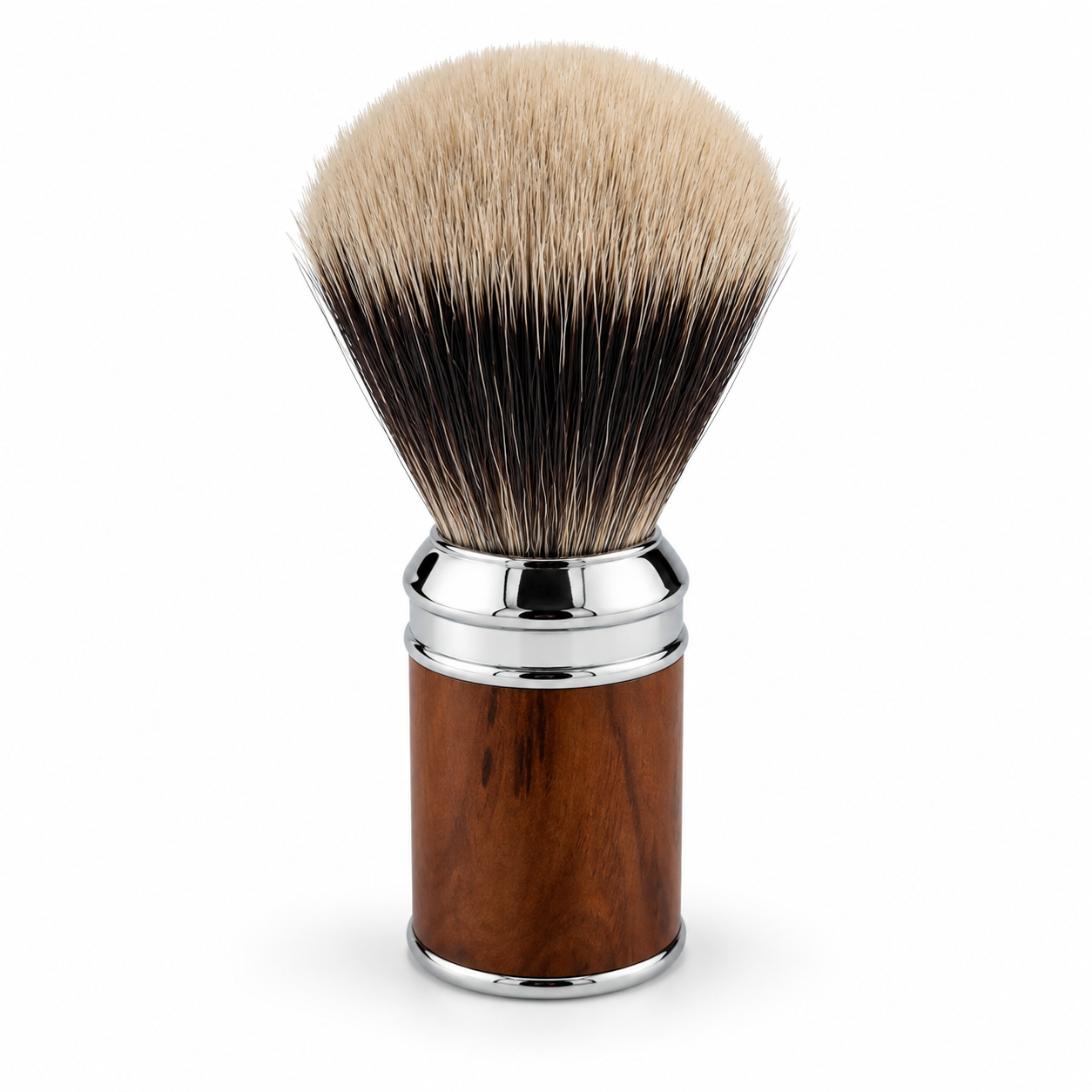 Shaving Brush – Chrome / Wood Look Handle