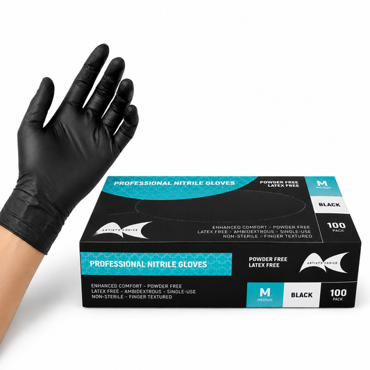 Artistic Choice Black Nitrile Gloves Medium 100 pcs
