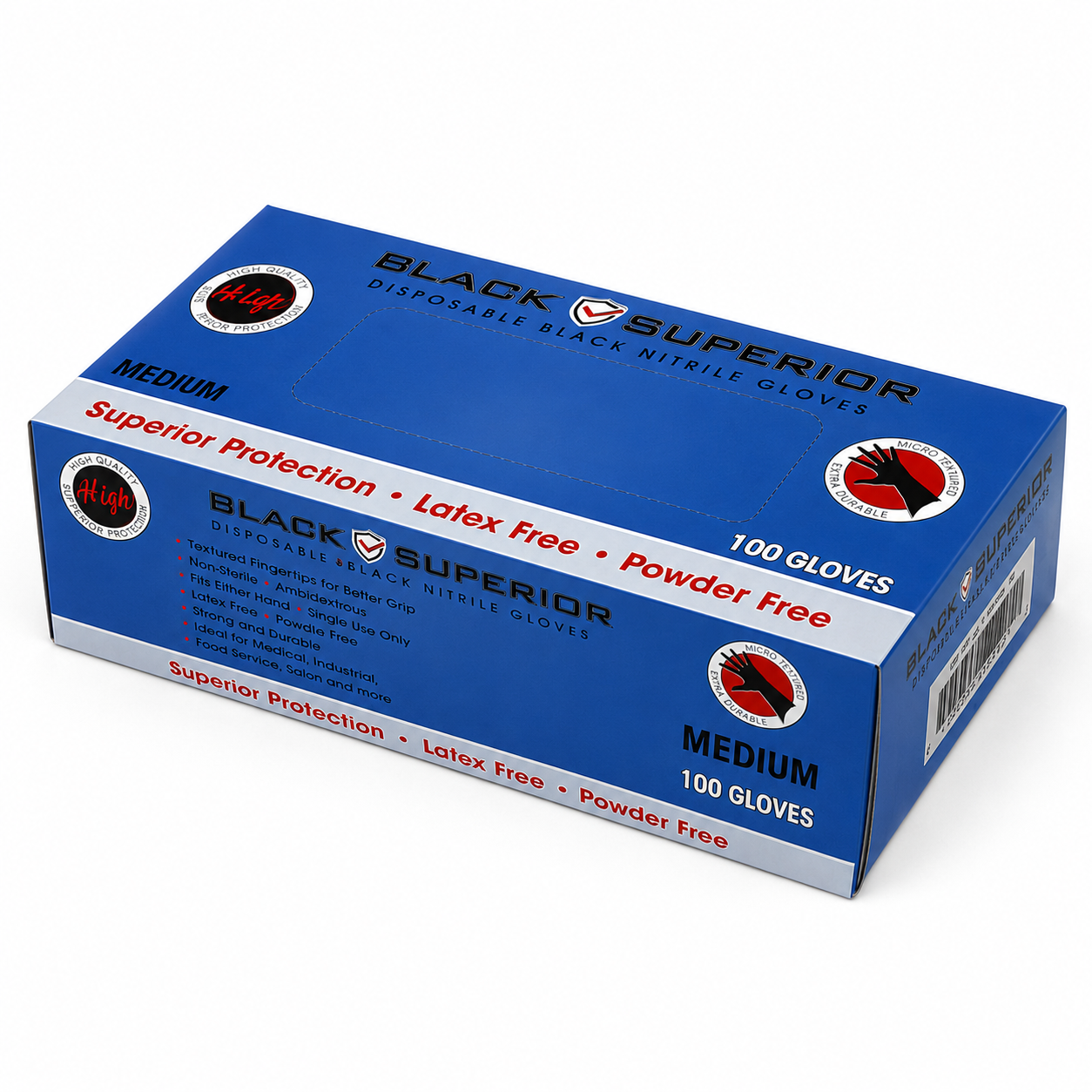 Black Superior Disposable Black Nitrile Gloves Medium – 100 Pack