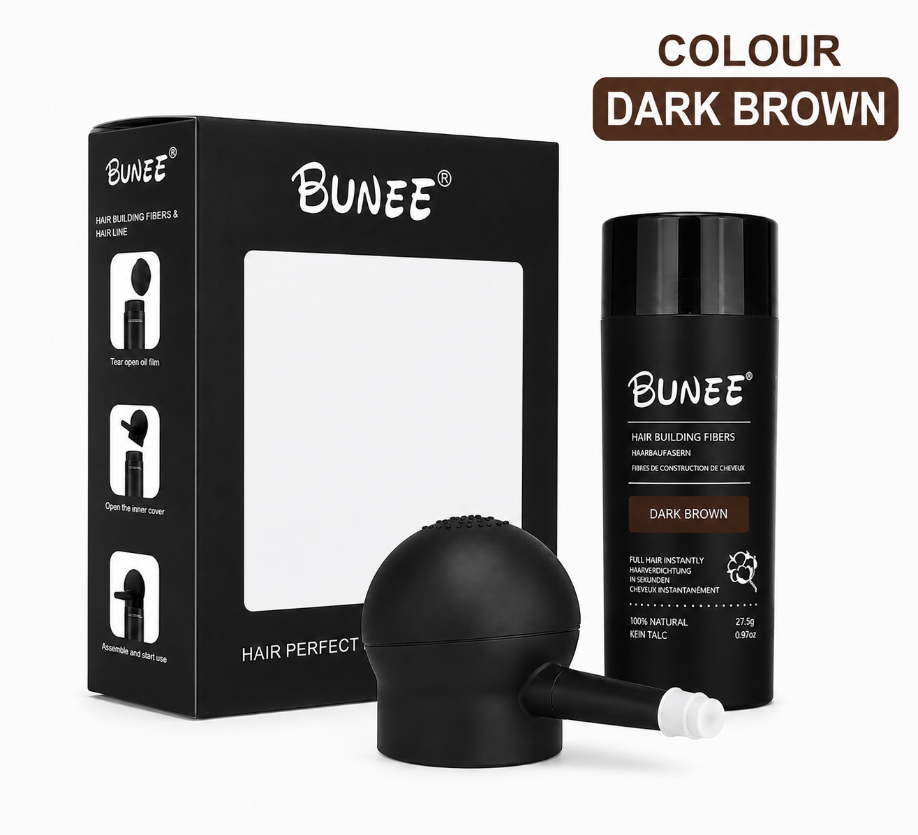 BUNEE Hair Building Fibers Kit – Dark Brown 27.5 g