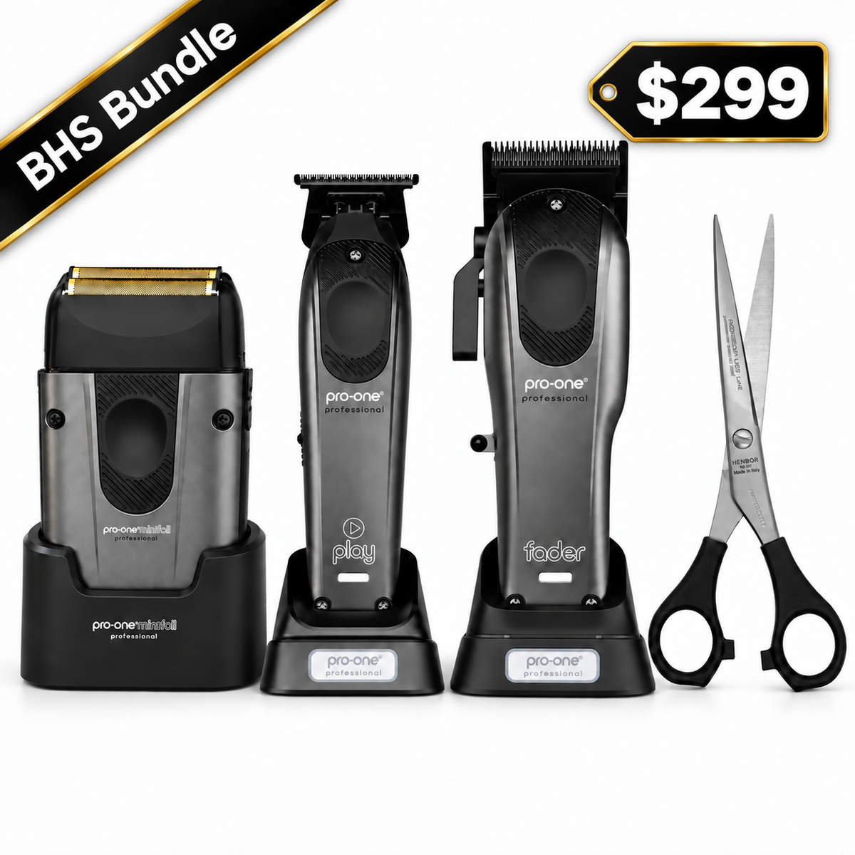Pro One Bundle / Mirafoil Foil Shaver + Play Trimmer + Fader Clipper + Hendbor Scissors
