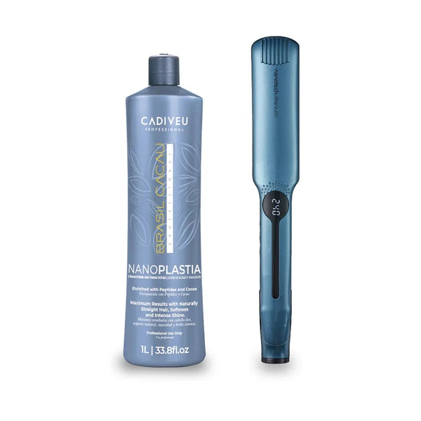 Brasil Cacau NanoPLASTIA 1 Litre + Nanotech Titanium Professional Wide Plate Styler