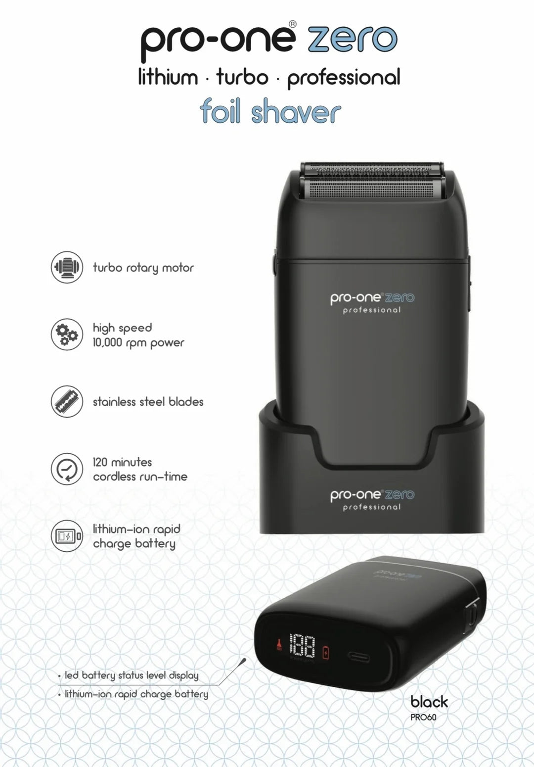 Pro-One Zero Foil Shaver - Black