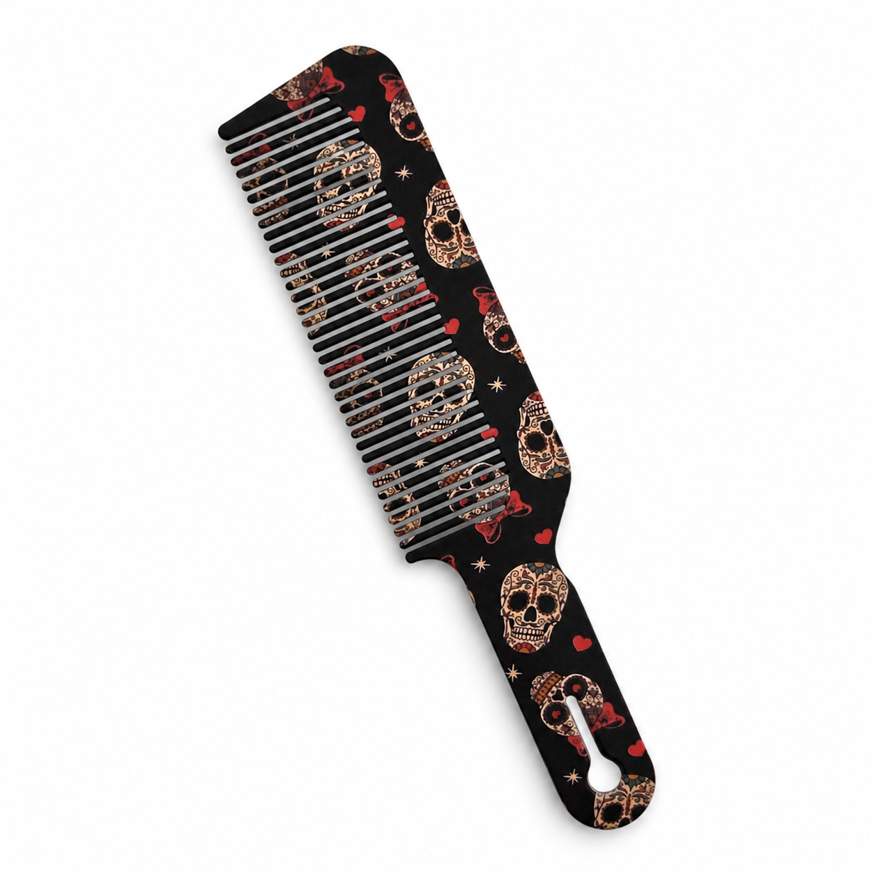 Skull-Pattern Wide-Tooth Barber Comb