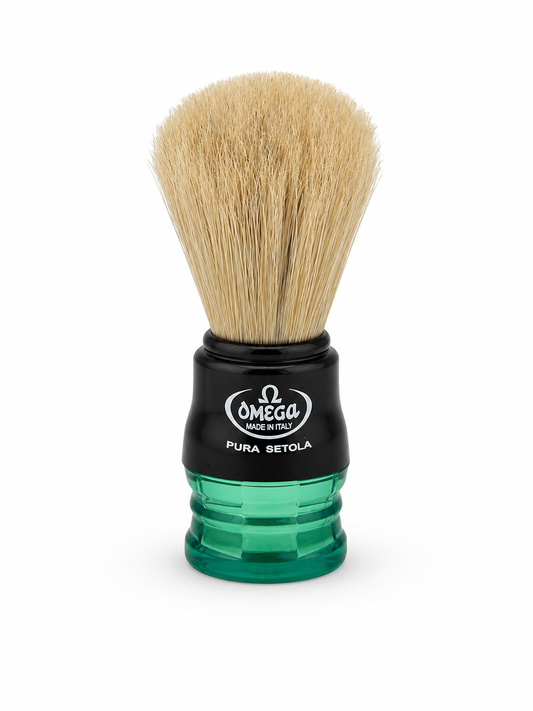 Omega Pure Bristle Shaving Brush – Green &amp; Black