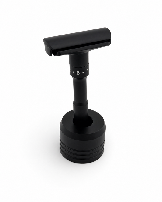 Adjustable Safety Razor with Stand – Matte Black