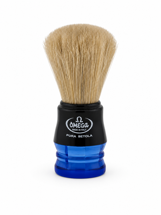 Omega Pure Bristle Shaving Brush – Blue & Black