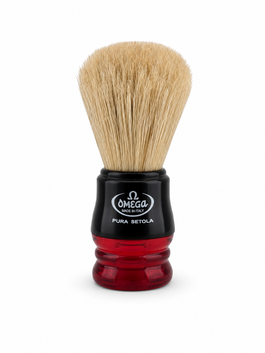 Omega Pure Bristle Shaving Brush – Red & Black