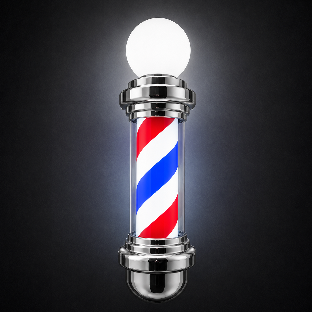 Barber Pole Silver Frame - Blue - White - Red 68 cm (HS-68C)