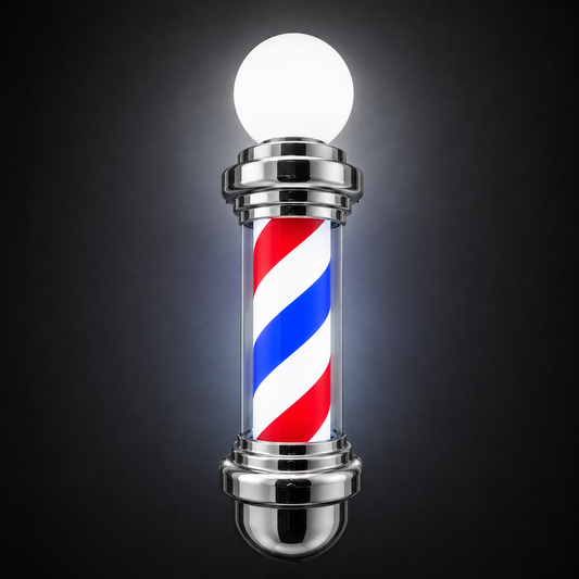 Barber Pole Silver Frame - Blue - White - Red 68 cm (HS-68C)