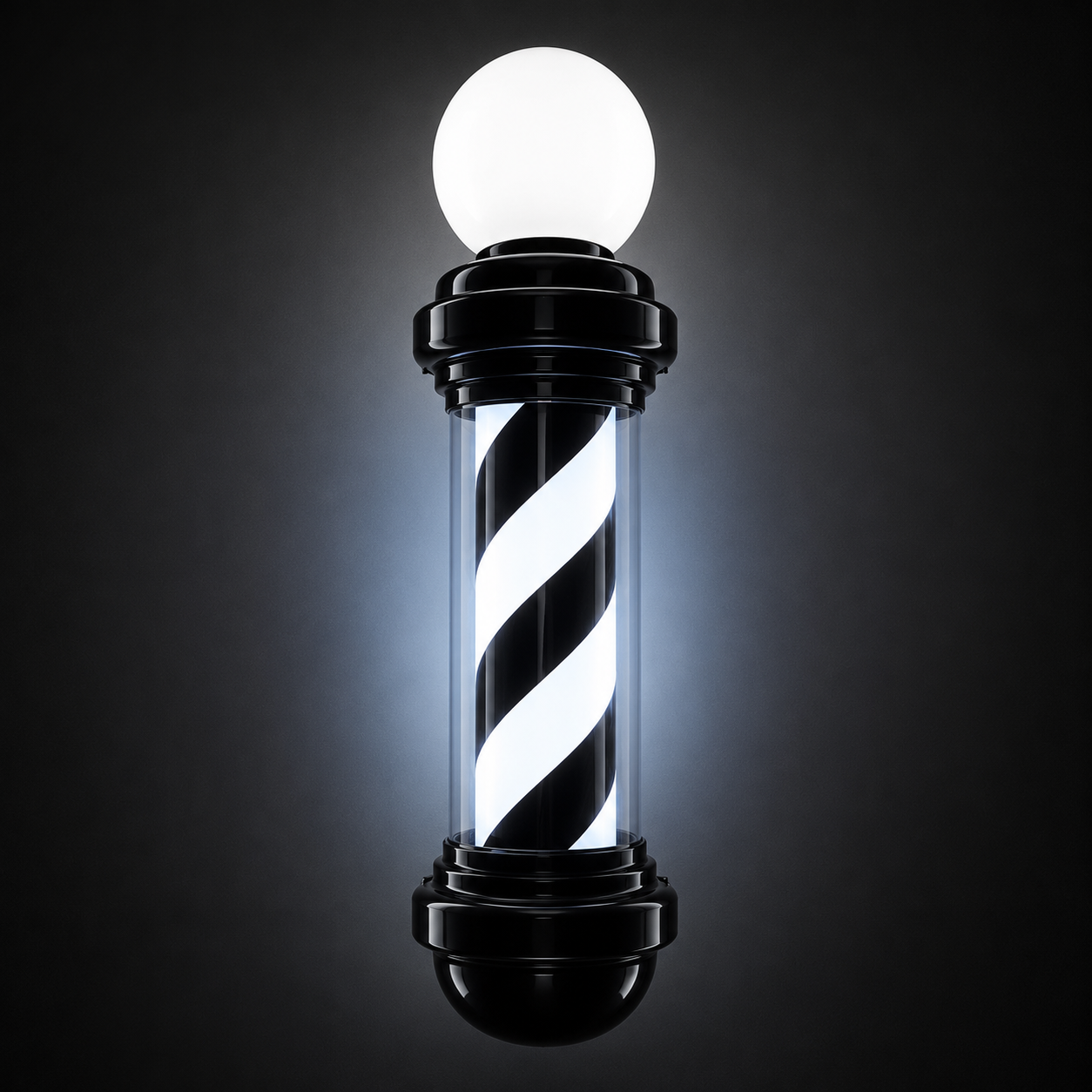 Barber Pole Black Frame - Black & White 68 cm (HS-68BB)