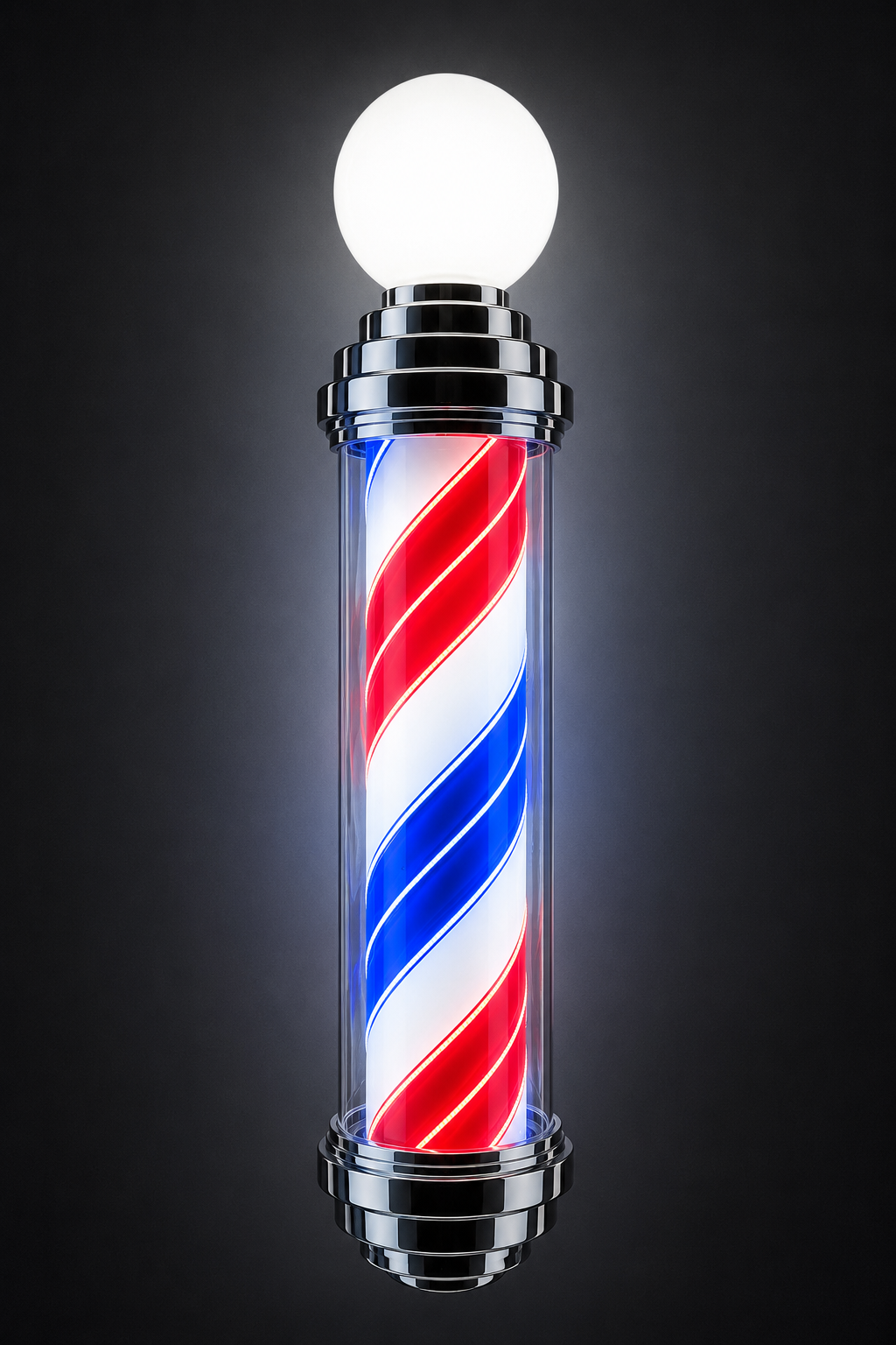 Barber Pole Silver Frame - Blue - White - Red 100 cm (GH-100)