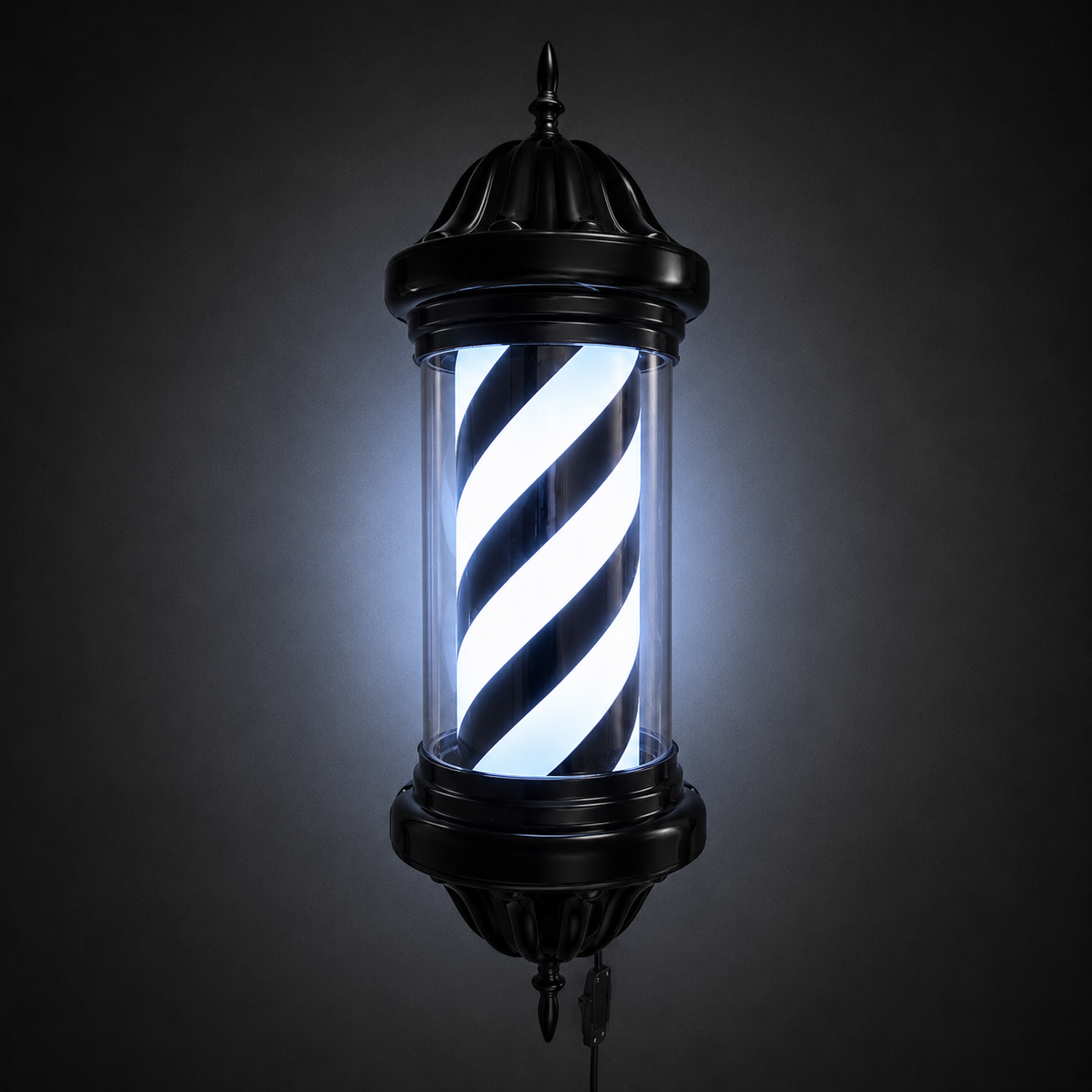 Barber Pole Black Frame - Black & White 70 cm (HQ-70B)