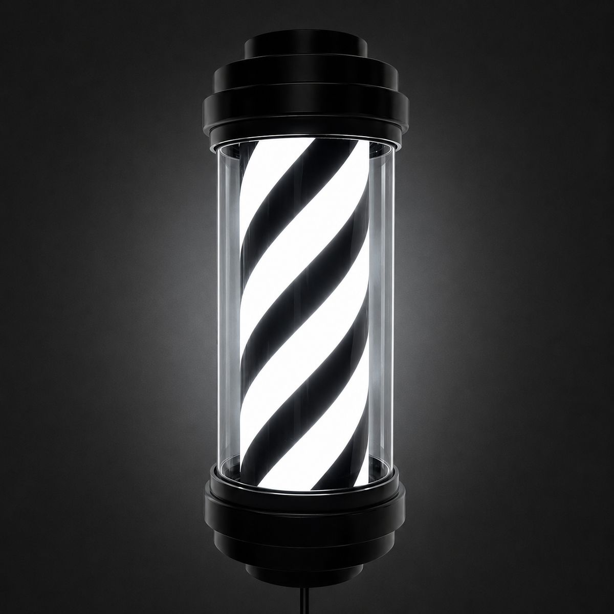 Barber Pole Black Frame - Black & White 50 cm (GH-50B)