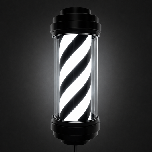 Barber Pole Black Frame - Black & White 50 cm (GH-50B)