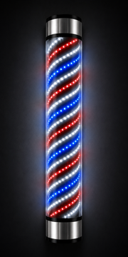 Barber Pole Black/Silver Frame - Blue - White - Red 120 cm (B-120)